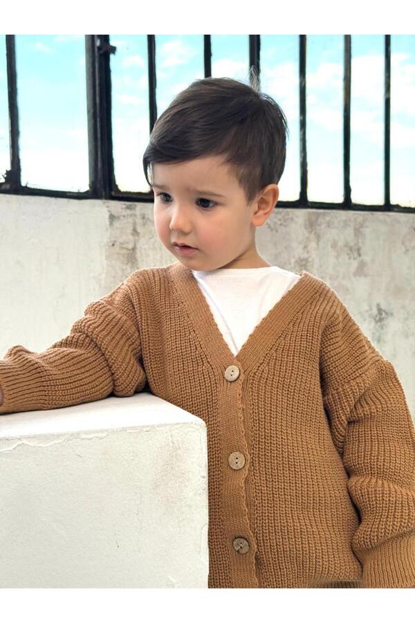 EYC BABY Camel Unisex Düğmeli Triko Hırka