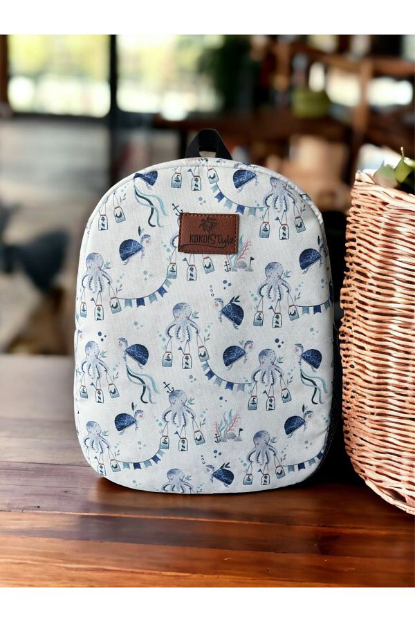 Kokopatik-Blue Sea Adventure Pattern Medium Size Nursery Bag 1