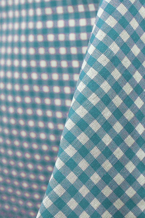 Soft Kare-Turquoise White Checkered Zephyr Fabric 1 meter 1