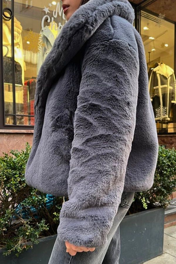 FMN Moda soft anti shedding lining very thick loose fitting wide collar faux fur coat Trendyol