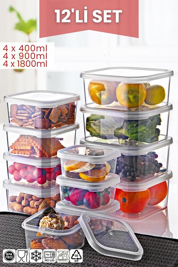 Nandy Home-12 Piece Square Multi-Purpose Storage Container Set 1