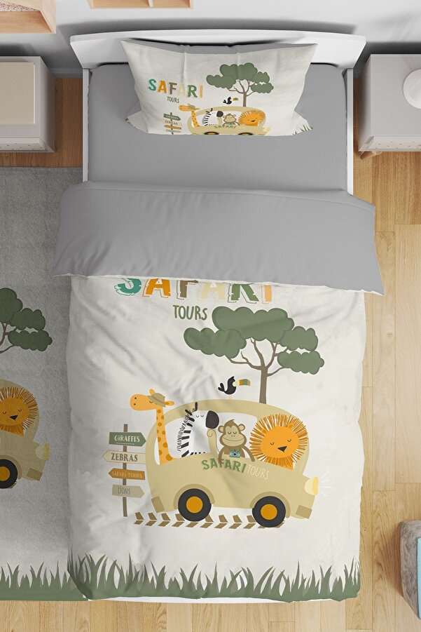 Evpanya Safari Turu Gezginleri Desenli Tek Kişilik Bebek Çocuk Nevresim Seti