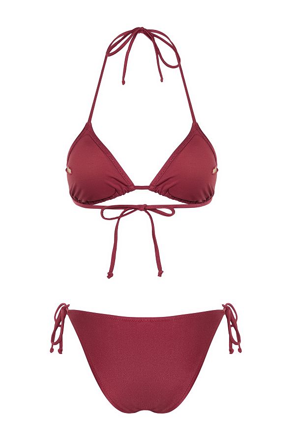 インポート・海外人気ブランド Trendyol Collection Burgundy Triangle Stoned Regular Bikini 水着・ラッシュガード