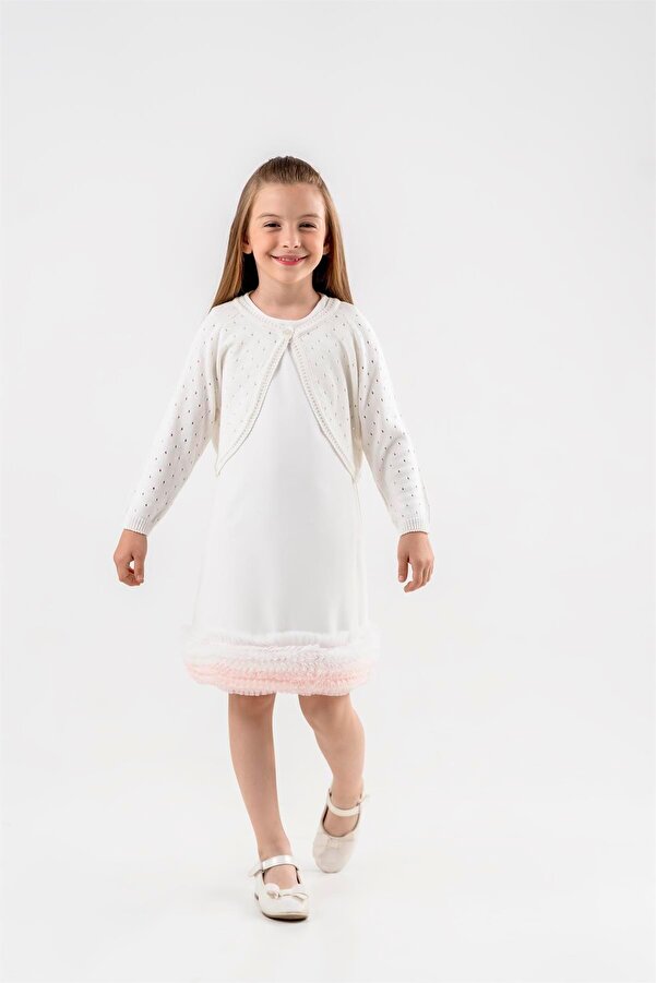 Minora Kız Çocuk Triko Ajur Bolero Kemik