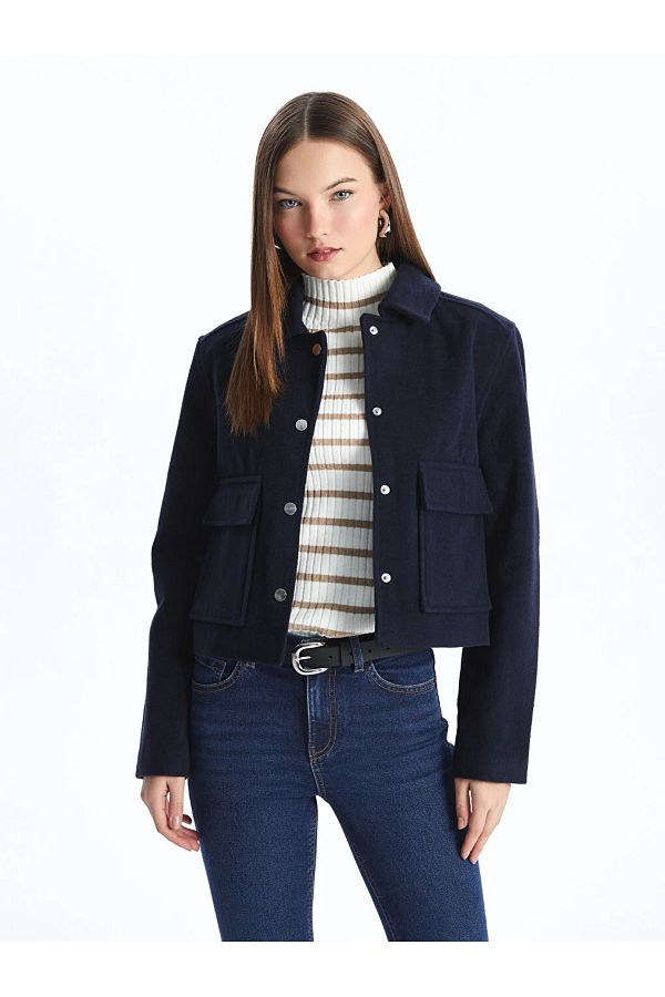 LC Waikiki LCW Casual Shirt Collar Solid Long Sleeve Women s Jacket Trendyol