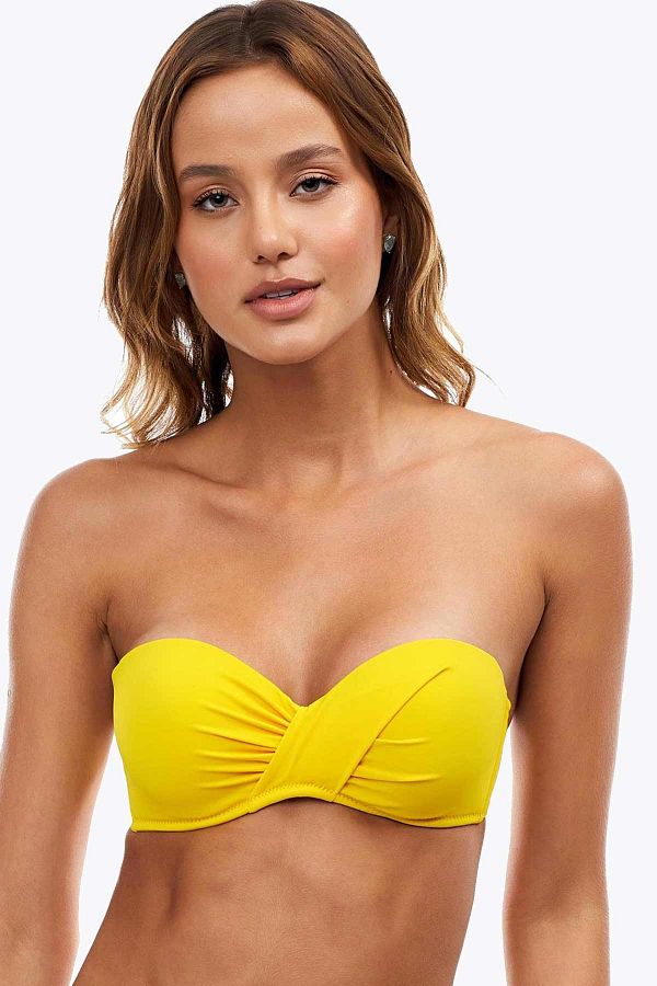 Yellow strapless bikini on sale