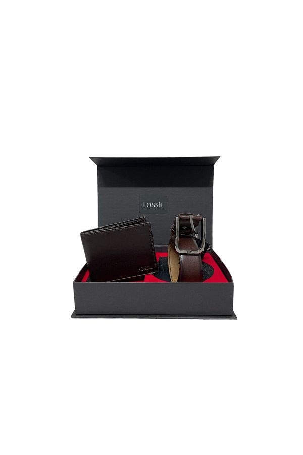 Fossil Brown Napa Wallet 1826 3.5 CM Genuine Leather Belt Set 115 CM Trendyol