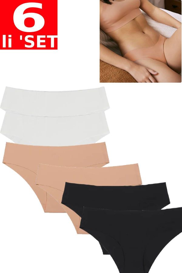 Papatya Women's Laser Cut Panties 6 Pieces Seamless Flexible Non