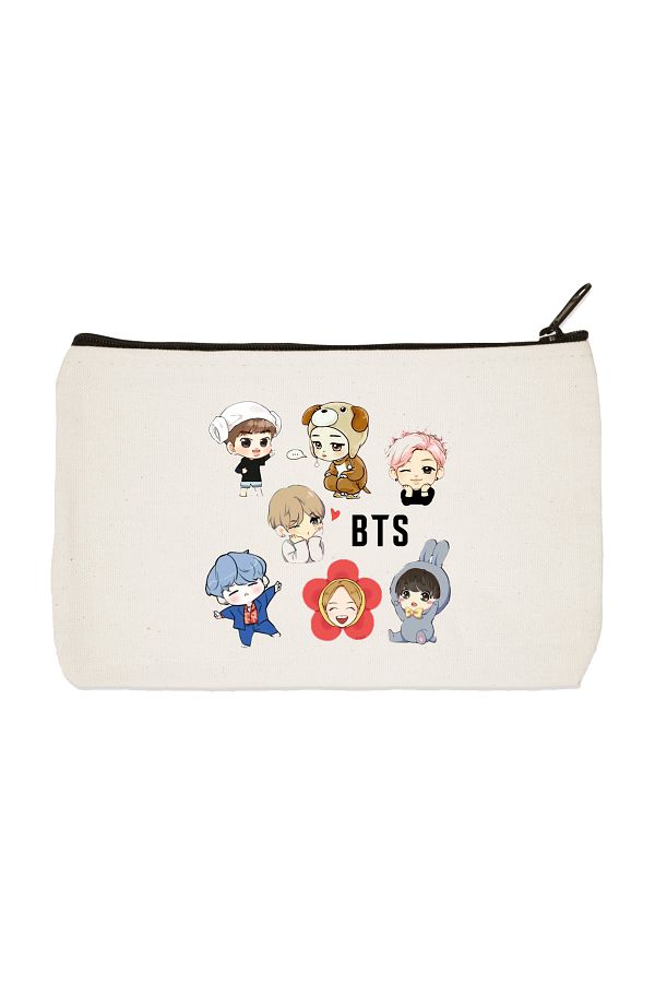 designedfy BTS Group 3 Printed Tote Makeup Bag Pen Holder Hand Bag