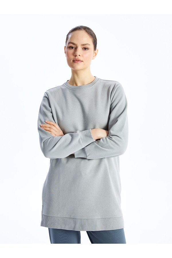 LC Waikiki Women s Sweatshirt Tunic Crew Neck Solid Long Sleeve Trendyol