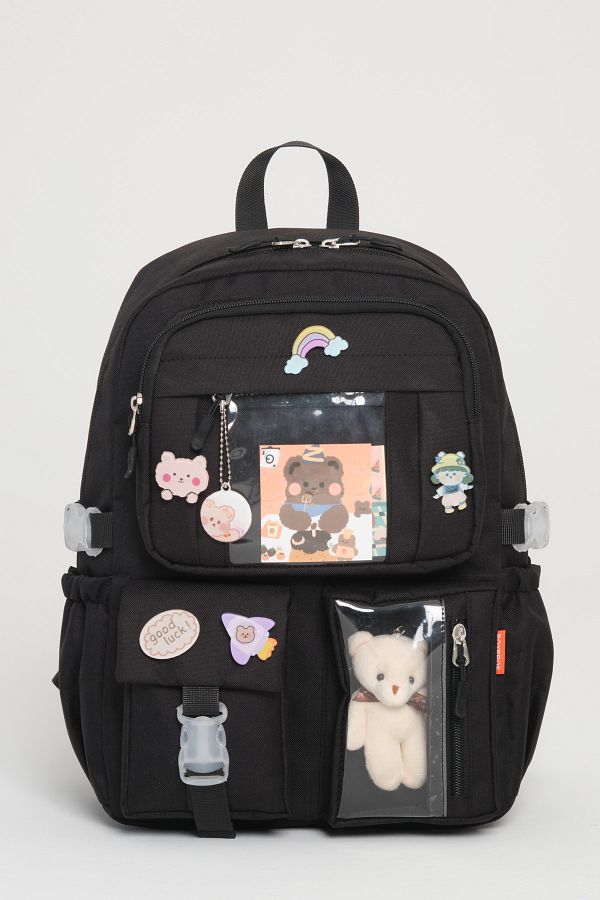Roxbros Kawaii Korean Style School Bag with Accessories Girls and Boys Backpack BLACK Trendyol