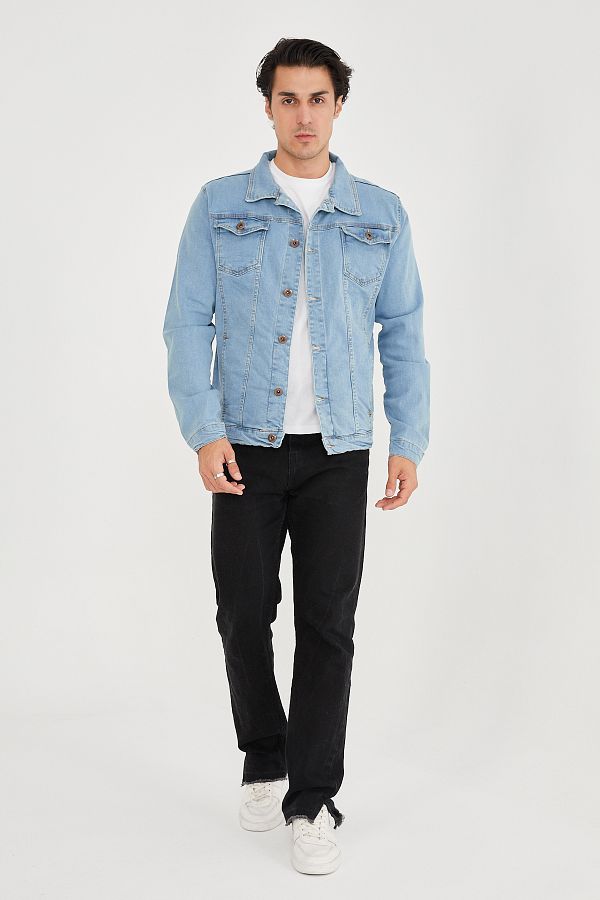 allymoda Men s Ice Blue Denim Jacket ALLY 200 Trendyol