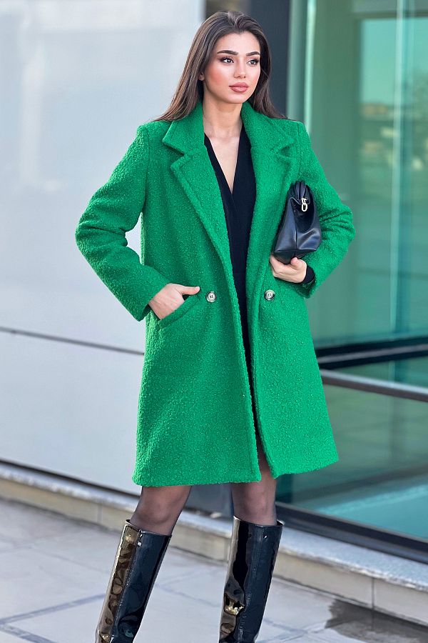 Boucle coat green cheap