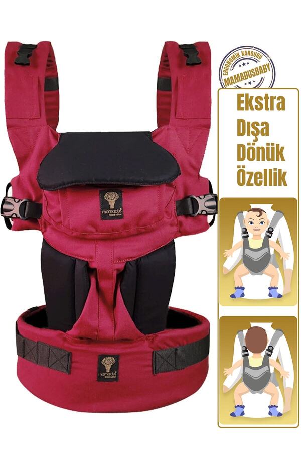 MamadusBaby Plus Ekstra Dışa Dönük Ergonomik Kanguru - Bordo