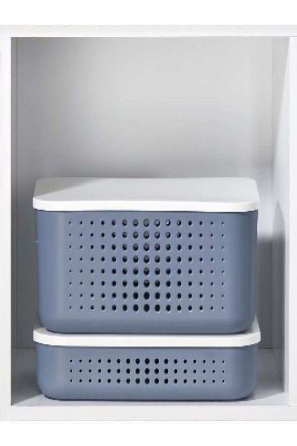 Bayev-Bubble Set of 2 Blue Storage Box (6,8 LT -13 LT) Cabinet Organizer Box with Lid 1