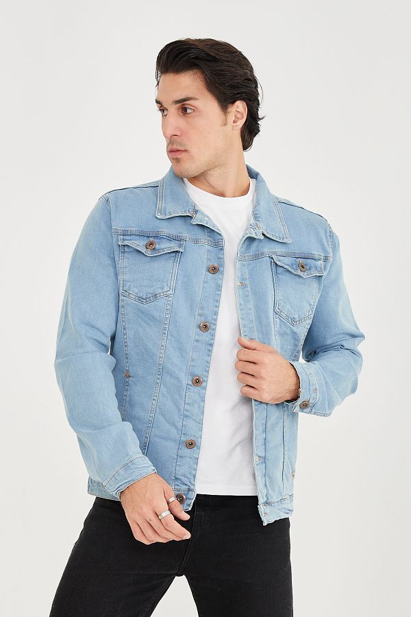 allymoda Men s Ice Blue Denim Jacket ALLY 200 Trendyol