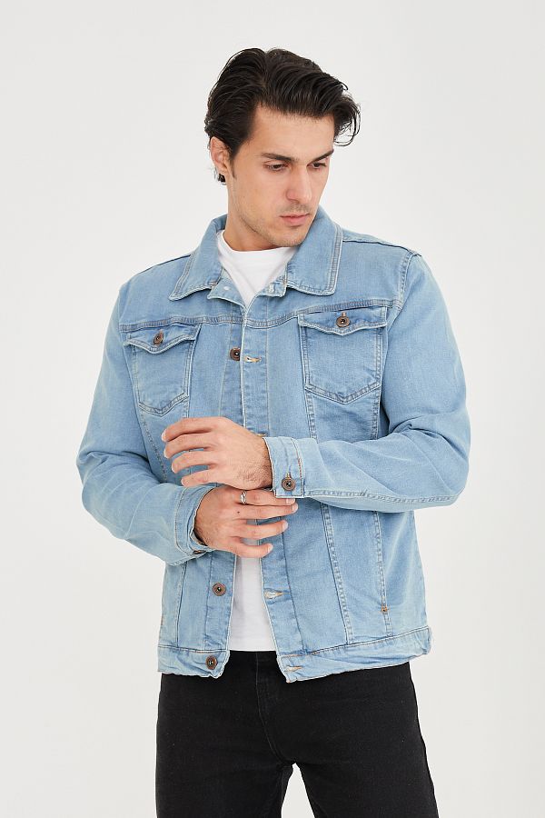 allymoda Men s Ice Blue Denim Jacket ALLY 200 Trendyol