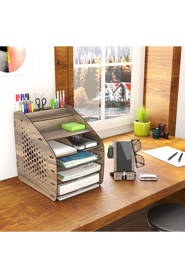 Mingitav-Otto Design A4 Document Shelf Desktop Organizer - 6 Colors Hexa Large 1