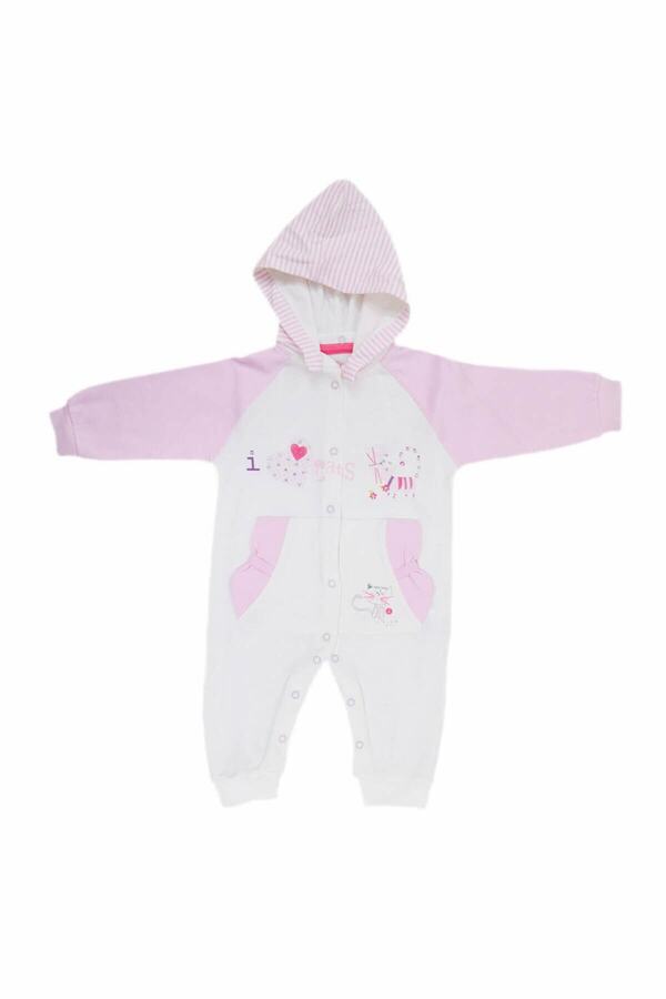 Aziz Bebe-6391 Model Baby Jumpsuit - Ecru/Pink, Age 0 1