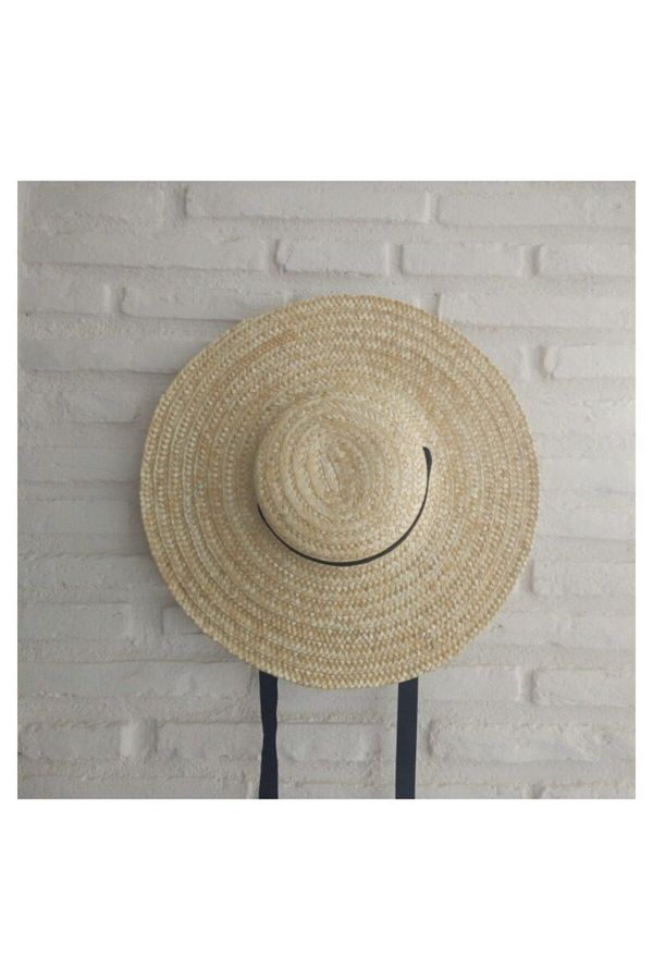 Towdoo-Unisex Beige Ribbon Straw Hat 1