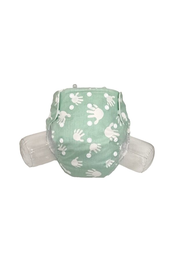 BEZHANE Baby YBB Yıkanabilir Bebek Bezi Cepli Su Yeşili El Desen(3kg-12kg)