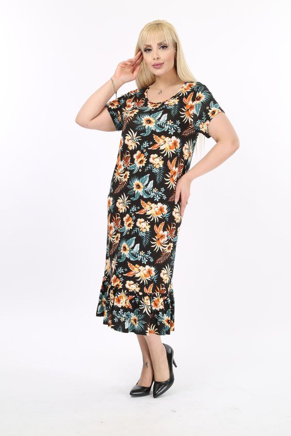 Modayız Elegance Patterned Plus Size Dress 30a-2093 - Trendyol