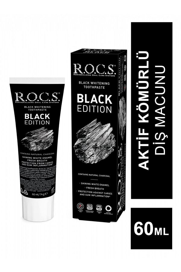 R.O.C.S.-Black Edition Whitening Black Toothpaste with Activated Charcoal Extracts 60 ml 1