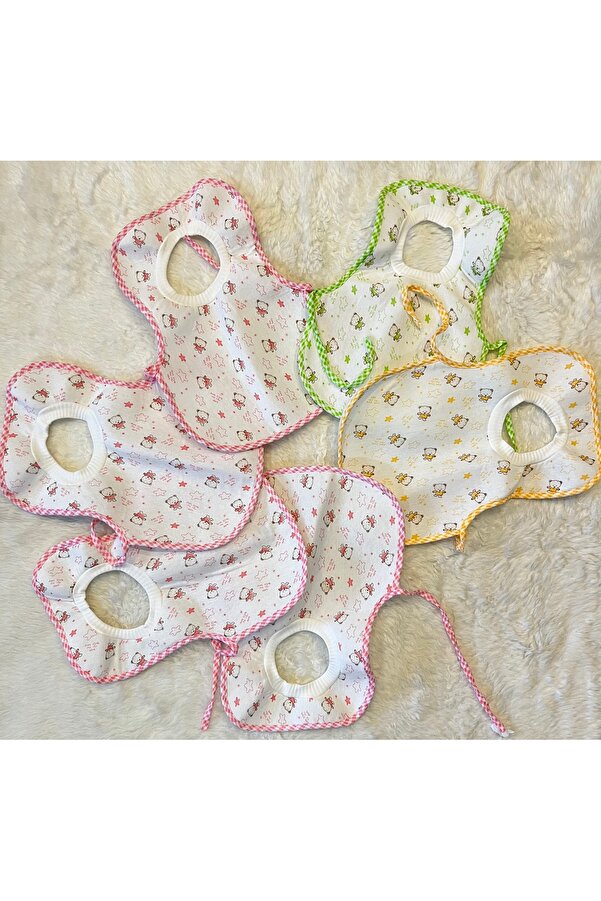 anne dokunuşu gibi KUZUM BEBE 6’lı Ayıcıklı Sıvı Geçirmez Boyundan Geçmeli Kız Erkek Bebek Çocuk Büyük Önlük