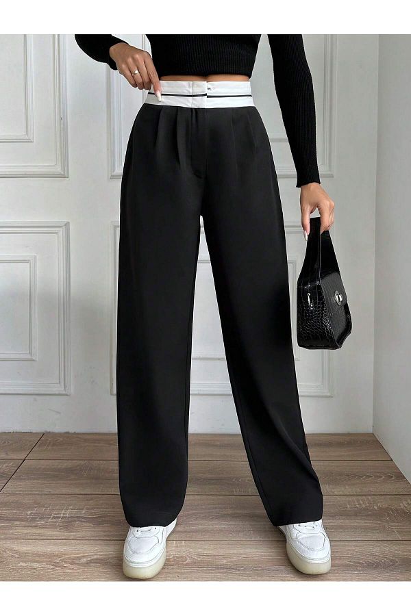 Smart wide leg black trousers top