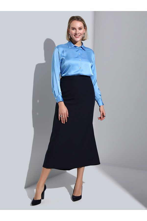 Plus size navy blue pencil skirt sale