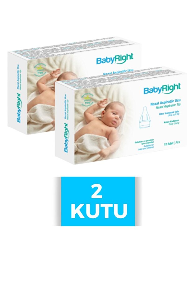BabyRight Otribebe, Weebaby, Brunobaby Uyumlu Nazal Burun Aspiratörü Yedek Uç 2 Kutu (24 Adet) Ekstra Yumuşak