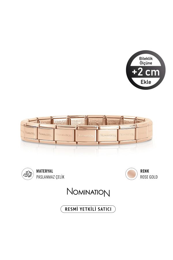 NOM NAT ON Italy Composable Classic Stainless Steel Bracelet Rose Gold Color Plain Trendyol