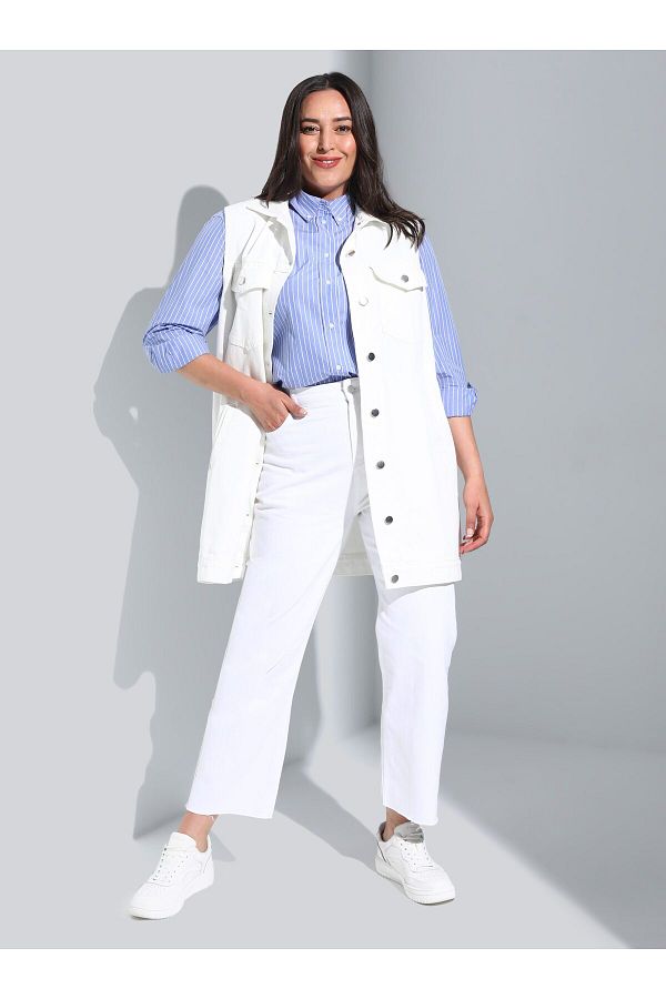 Plus size white denim vest hotsell