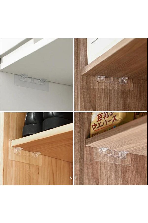 Hayveys-4 Pieces Strong Adhesive Cabinet Shelf Support Latch Attachment Shelf Arrangement Clip Hanger 1