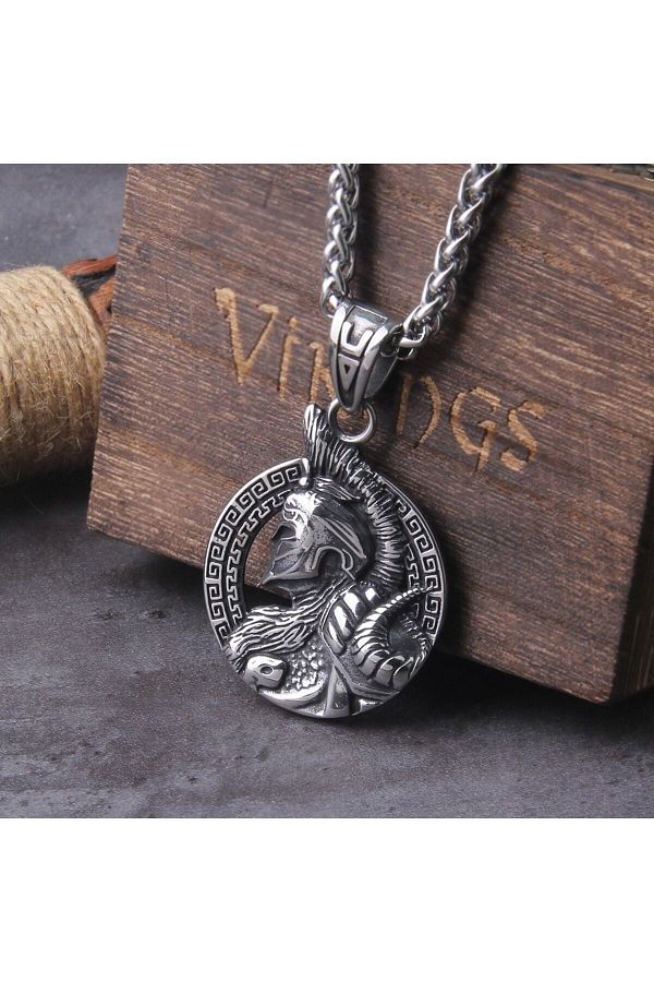 Viking Spartan Gladiator Aztec Motif Medallion Men s 316l Steel Necklace Trendyol