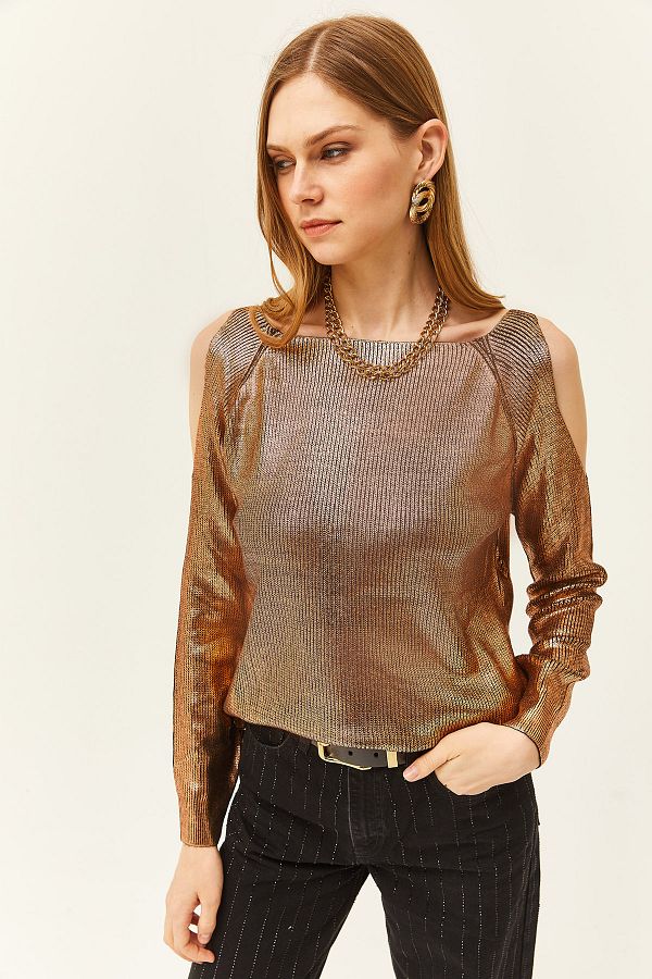 Bronze metallic sweater on sale