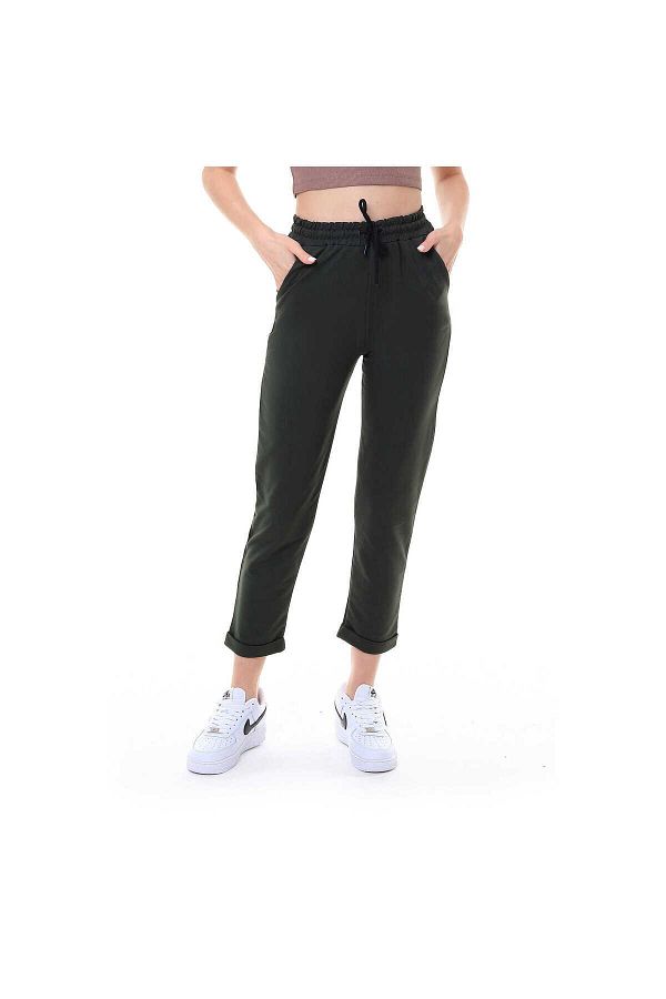 Miss Puddra-Women's Khaki Tracksuit - Single Bottom, Double Leg 1