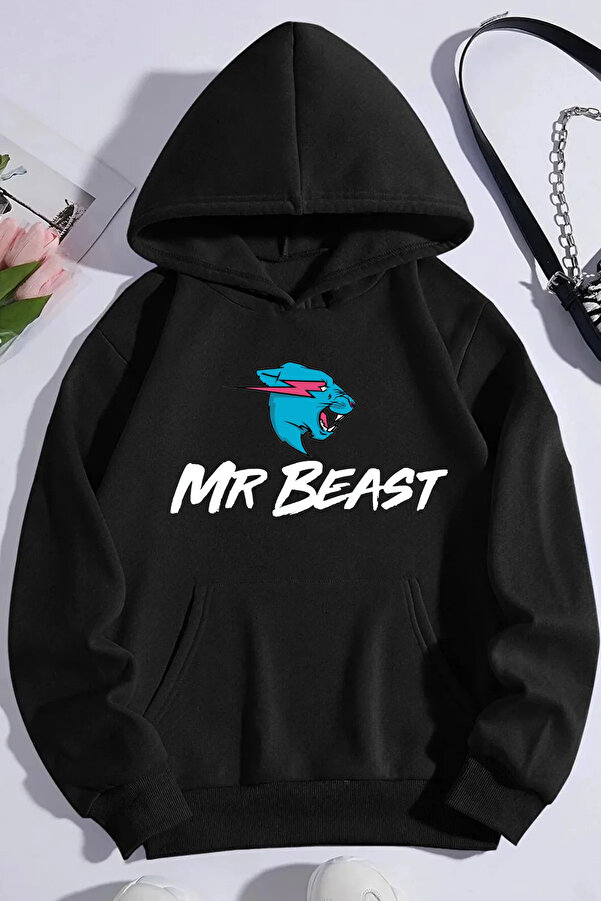 Mrbeast Hood Beast Hoodies Mr Beast Hoodie Mens Medium Black Sub - Main Image