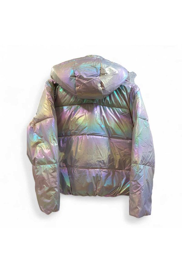 Kou luchiano reflective iridescent puffer jacket outlet