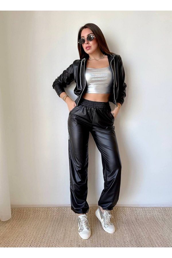Leather tracksuit best sale