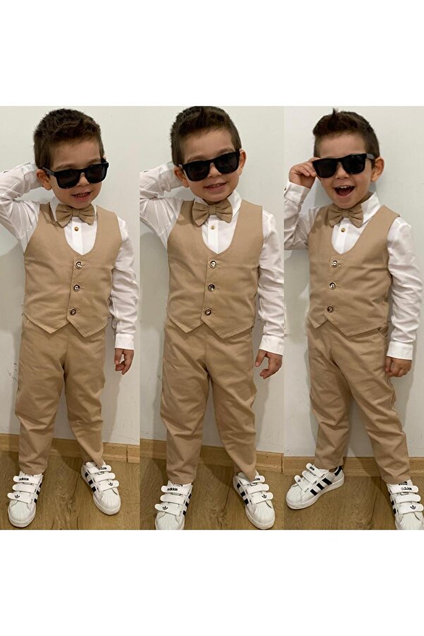 Moon KREM RENGİ YELEKLİ TAKIM