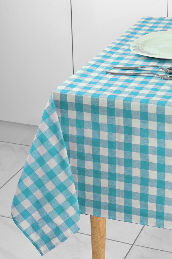 Soft Kare 100x170 Turquoise Large Plaid Checkered Picnic Blanket with Size Options Trendyol