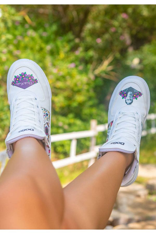 Dogo Women s Vegan Leather White High Sneakers Remembrance Of Frida Kahlo Design Trendyol