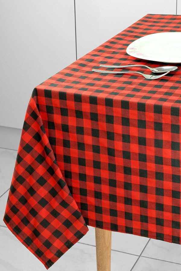 Soft Kare-160x170 Black-Red Large Plaid Checkered Picnic Mat with Size Options 1
