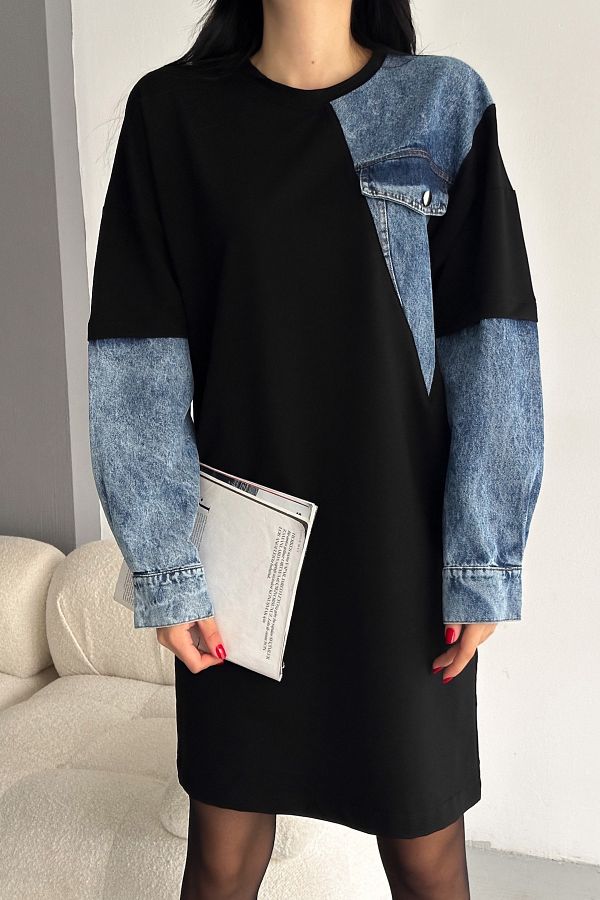 FEMELLE Denim Detailed Dress Loose Fit Trendyol