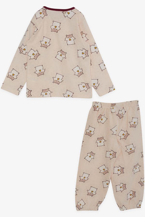 Breeze Baby Girl Pajama Set Cute Hamster Patterned 9 Months 3 Years Powder Trendyol