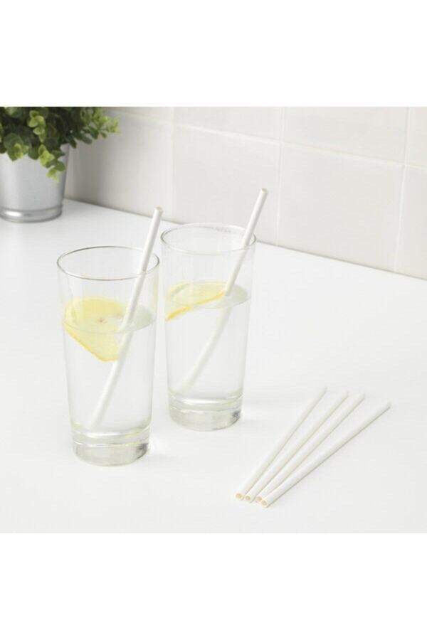 IKEA-100 White Paper Straws - 100 Pieces Paper Straws Förnyande Paper Straws, White 1