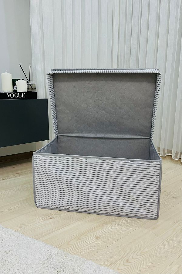 VAYBE-MEGA Multi-Purpose Storage Box Box Storage Organizer Toy Box Storage Bag Gray Line Pattern 40x60x30 1