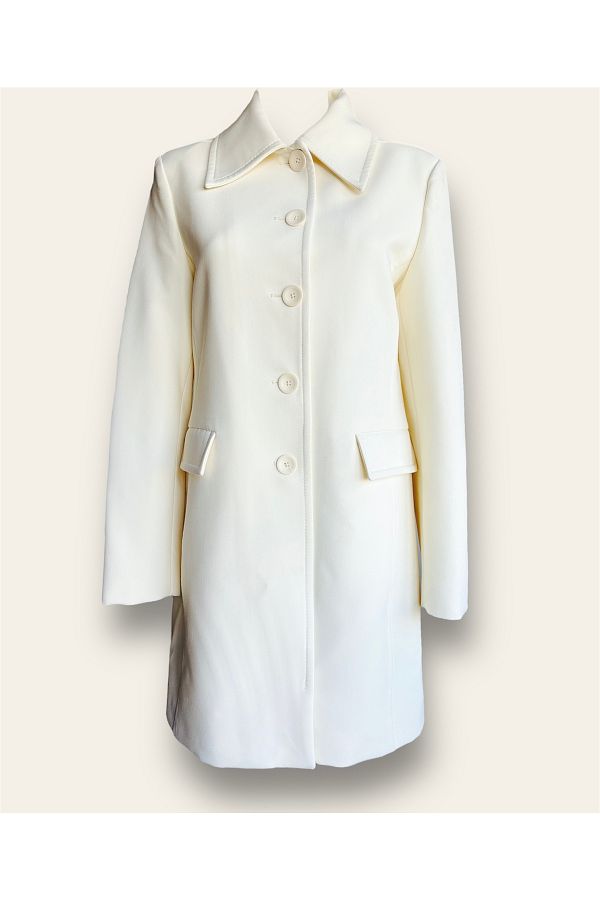 MANGO Coat White Slim Trendyol