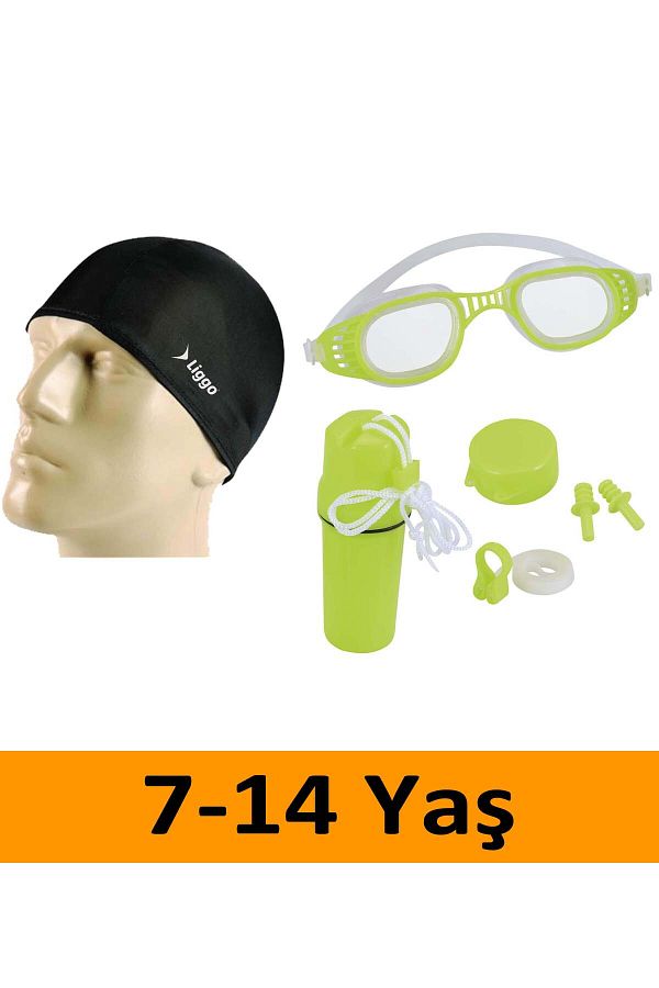 Liggo-Children's Swimming Goggles, Bonnet and Plug Set with Storage Container Gift 26002 1